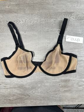 NWT CUUP The Plunge Mesh Bra Black Taupe 36D